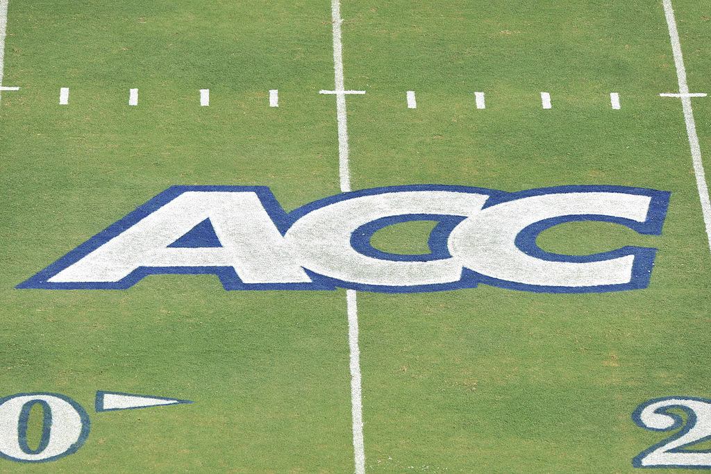 DURHAM, NC - SEPTEMBER 10: A view of the ACC logo prior to a game between the Duke Blue Devils and the Stanford Cardinal on September 10, 2011 at Wallace Wade Stadium in Durham, North Carolina. Stanford defeated Duke 44-14.